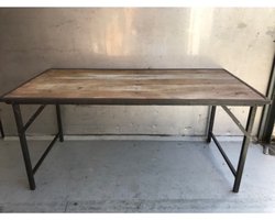 Klaptafel Folding table wood, metalen frame 180x90H83cm