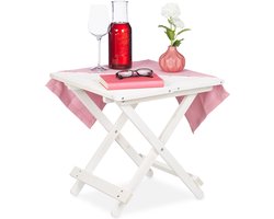 klaptafel hout - 50 x 50 cm - inklapbare bijzettafel - balkontafel - wit