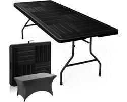Klaptafel Inclusief Grijze Tafelrok - Opklapbare Tuintafel & Inklapbare Tafel - Ideaal als Campingtafel, Picknicktafel & Balkon Tafel - Stevige Foldable Table tot 250 KG