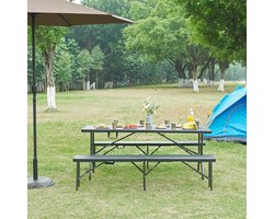 Klaptafel Mark tuintafel 180x75x72 cm rechthoek rotan look zwart [en.casa]