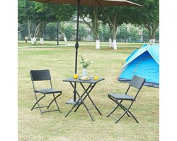 Klaptafel Mark tuintafel 61,5x61,5x73 cm vierkant rotan look zwart [en.casa]