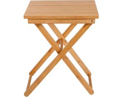 Klaptafel Maui van bamboe, handige bijzettafel voor binnen & eettafel voor buiten in de tuin met gelakt oppervlak, ruimtebesparende, opvouwbare balkontafel van bamboe, 42 × 52 × 30 cm
