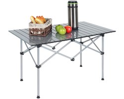 klaptafel - oprolbaar blad - 55 x 95 x 53 cm - staal - met zak - zilver