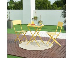Klaptafel Sande tuintafel metaal rond 71xØ62 cm geel [en.casa]