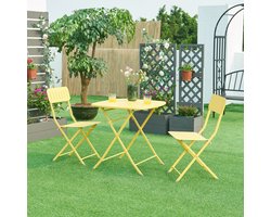 Klaptafel Sande tuintafel metaal vierkant 71x70x70 cm geel [en.casa]