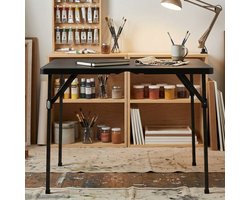 Klaptafel Vierkant 86 cm – Opvouwbare Campingtafel & Picknicktafel met Handgreep – Lichtgewicht Draagbare Tafel voor Binnen & Buiten – Kunststof Tafel met Aluminium Frame – Zwart | Meuble Paris