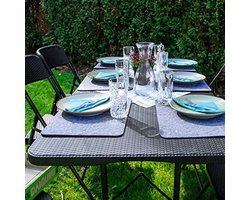 Klaptafel voor 6 Personen - 180 x 74 cm - Inklapbare Tuin- en Eettafel met Rotan Look