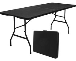 Klaptafel voor 6 Personen - 180 x 74 cm - Inklapbare Tuin- en Eettafel met Rotan Look