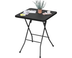 Klaptafel voor tuin of balkon – Inklapbare bijzettafel voor buitengebruik – Vierkante tafel met rotanlook – Ideaal voor camping en bistro – 61 x 73 x 61 cm
