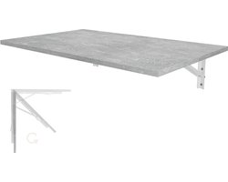 Klaptafel voor wandmontage - Bureautafelblad 80x50 cm in betonlook - Inklapbare eettafel - Keukentafel - Inklapbare tafel voor wandmontage - Eetkamerornecedor - Wandmontagetabel klaptafel wandmontage