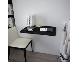 Klaptafel - Wandgemonteerde Tafels met Ovale - Ovale Klaptafel - 72x45 cm - Mdf Zwart en Marmer