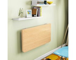 Klaptafel Wandmontage - Houten Bureau - Ruimtebesparend Werken - Stabiele Driehoeksteun - 60x30x1.5cm - Walnoot