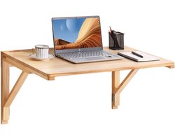 klaptafel wandtafel 80,01 x 59,89 x 43,79 cm, opklapbare keukenwand klaptafel wandbureau, tafel voor studentenslaapzaal woonkamer slaapkamer stabiel kaki spaanplaat 45,36 kg draagvermogen