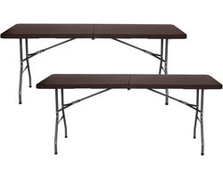Klaptafels Set - Rechthoekige Tafels - Feestelijke Bijeenkomsten - Inklapbaar Met Handvat - 180 cm Lang - Rotan-effect