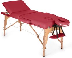 Klarfit MT 500 Massageliege Massagetisch met Armlehnen & Kopfstütze, Massageliege Klappbar met 10 stufiger Rückenlehne, verstellbare Fußstützen, Gesichtsloch, 10 cm Polsterung, rot – geschikt voor thuisfitness en sportschoolgebruik, duurzame construc