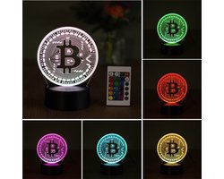 Klarigo®️ Nachtlamp – 3D LED Lamp Illusie – 16 Kleuren – Bureaulamp – Bitcoin Lamp – Crypto - Sfeerlamp – Nachtlampje Kinderen – Creative Lamp - Afstandsbediening