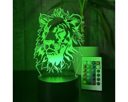 Klarigo® Nachtlamp – 3D LED Lamp Illusie – 16 Kleuren – Bureaulamp – Dieren lamp – Sfeerlamp Leeuw – Nachtlampje Kinderen – Creative lamp - Afstandsbediening