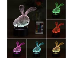 Klarigo®️ Nachtlamp – 3D LED Lamp Illusie – 16 Kleuren – Bureaulamp – Konijntjeslamp – Snowball - Konijn van Huisdiergeheimen - Sfeerlamp – Nachtlampje Kinderen – Creative lamp - Afstandsbediening