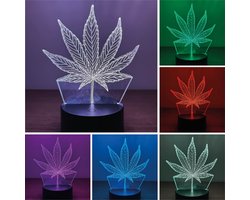 Klarigo® Nachtlamp - 3D LED Lamp Illusie – 16 Kleuren – Bureaulamp – Weed - Sfeerlamp – Nachtlampje – Creative lamp - Met afstandsbediening