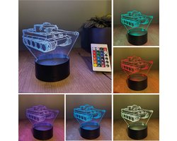 Klarigo® Nachtlamp - Tank - Defensie - Landmacht - 3D LED Lamp Illusie – 16 Kleuren – Bureaulamp – Sfeerlamp – Nachtlampje Kinderen – Creative lamp - Met afstandsbediening