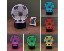 Klarigo® Nachtlamp – Voetbal - 3D LED Lamp Illusie – 16 Kleuren – Bureaulamp – World Cup – Sfeerlamp – Nachtlampje Kinderen – Creative - Afstandsbediening - WK 2022 - WK voetbal