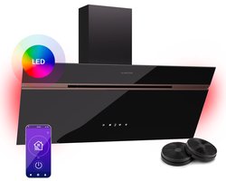 Klarstein Alina Afzuigkap - 90cm Keukenafzuigkap, 690 m³/h Luchtstroom, A++ Energie-efficiëntie, LED-verlichting, Stil 52 dB, Touch Control, Afvoer & Recirculatie, Zwart