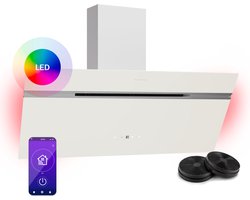 Klarstein Alina Afzuigkap - 90cm Keukenafzuigkap, 690 m³/h Luchtstroom, A++ Energie-efficiëntie, LED-verlichting, Stil 52 dB, Touch Control, Afvoer & Recirculatie, Wit