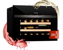 Klarstein Einbau-WeinKoelkast, 1 Zonen GetränkeKoelkast Klein, Kleiner Weinschrank 51L, Wein-Koelkast Klein mit Glastür, Indoor/Outdoor FlaschenKoelkast, Wine Fridge 24 Flaschen - geoptimaliseerd voor dagelijks gebruik