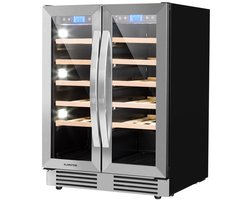 Klarstein Inbouw Wijnkoelkast 2 Zones – Wijnklimaatkast 126L met Glazen Deur – Drankenkoelkast voor Binnen/Buiten – Temperatuurregeling – Capaciteit 42 Flessen - 60 cm - Touch Vrijstaand - Wit - glas Display - Rood - Wijnkast