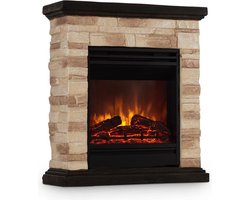 Klarstein Kaprun Elektrische Haard Sfeerhaard - 1800 W - 2 Warmtestanden - Donkerbruin Zonder Vuur En Rookontwikkeling - Dimbare Verlichting - Stenen Decor Van Polystone - Timer - Thermostaat - Open Window Detection - Afstandsbediening