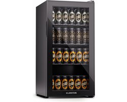 Klarstein koelkast met glazen deur, stille roestvrijstaal koelkast, indoor/outdoor drankenkoelkast, smalle wijnkoelkast voor dranken, 74L koelkast met uitneembare schappen, 3-18°C - 45 cm - Touch - RVS - Wijnklimaatkast - Wijnkast