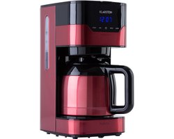 Klarstein Koffiemachine Arabica koffiezetapparaat - Filter - Met thermoskan - Voor gemalen koffie - Met EasyTouch Control - Watertank 1,2 liter - 10 kopjes - Rood - voor Keuken - RVS - Display - Coffee Machine - Koffieautomaat