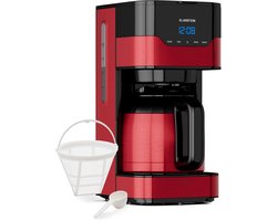 Klarstein Koffiemachine Arabica koffiezetapparaat - Filter - Met thermoskan - Voor gemalen koffie - Met EasyTouch Control - Watertank 1,2 liter - 12 kopjes - Rood - voor Keuken - RVS - Display - Coffee Machine - Koffieautomaat