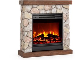 Klarstein Lienz Elektrische Haard Elektrische Haard - 1800 W - 2 Warmtestanden: 900 / 1800 W - Openwindow Detectie - LED- Vlammenillusie: Zonder Vuur En Rook - Dimbare Verlichting - Polystone Steendecoratie - Weektimer - Afstandsbediening - Bruin