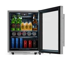 Klarstein LuxeChill drankenkoelkast 60 L – Drankenkoeling met glazen deur, 0-10 °C touch control, 3 schappen, ledverlichting, IPX4 voor buitenkeukens