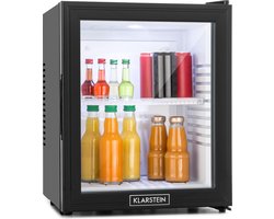 Klarstein Minibar Mini koelkast - 3 Temperatuurniveaus - volume: 30 Liter - 23 dB - Glazen deur - Zwart - Minikoelkast - Stil Compact - Verstelbaar Fluisterstil In Hoogte Verstelbaar - Mini Fridge - Hotelkoelkast - Kleine Koelkast
