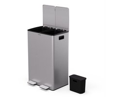 Klarstein moderne keukenafvalbak 60 L (2x30 L), afvalscheiding, met praktische uitneembare compostbak van 3 L, soft-close technologie - stijlvolle luieremmer en keukenafvalbak in één