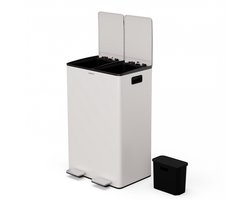 Klarstein Moderne Klarstein keukenafvalbak van 60 liter (2x30 liter) met efficiënte afvalscheiding, uitneembare compostbak van en soft-close functie - de perfecte luieremmer voor een schone keuken. - Afvalemmer - voor Keuken - RVS - RVS
