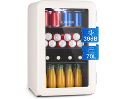 Klarstein Poplife 70 Drankenkoeler - Mini koelkast - Retro design - inhoud: 70 Liter - Temperatuur: 0-10 °C - Mechanische Draaiknop - Led Binnenverlichting - Verstelbare Poten - Dubbele Beglazing - Crème
