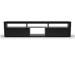 Klarstein tv-meubel, tv-meubel voor de woonkamer, tv-kast van 150 cm met gekleurde ledverlichting, groot tv-meubel, lage tv-kasten met opbergruimte, tv-kast, moderne tv-kast, zwart