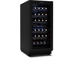 Klarstein Vinovilla 30 Duo wijnkoeler, 2 zones - 32 flessen, 5-18 °C, LED-touchbediening, stil (39 dB), matzwart, inbouw, verlichte wijnklimaatkast