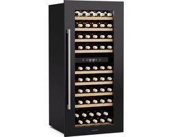 Klarstein Vinsider Duo WeinKoelkast - 79 Flaschen, 2 Zonen, 5-22 °C, Touch-Bedienung, LED-Beleuchtung, UV-Schutz, Einbauschrank, Zwart - met stille werking
