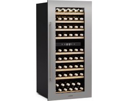 Klarstein Vinsider Duo Wijnkoelkast - 79 Flessen - 2 Koelzones - UV-Bescherming - 9 Schappen - Touch - Wijnklimaatkast - Roestvrij Staal