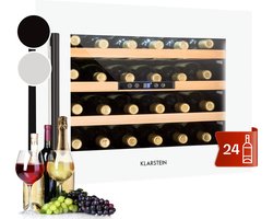 Klarstein Vinsider Inbouw Wijnkoelkast/Drankenkoelkast, Wijnkoelkast met één temperatuurzone, Touchscreen, Barkoelkast voor binnen en buiten, Wijnkoelkast, 5–22 °C, 24 flessen, Wit