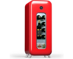 Klarstein vrijstaande wijnkoelkast 1 zone, drankkoelkast klein, kleine wijnkoelkast, wijn koelkast klein met glazen deur, indoor/outdoor flessenkoelkast, wine fridge, 15 flessen