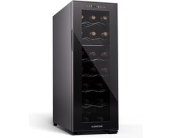 Klarstein vrijstaande wijnkoelkast 2 zones, drankkoelkast klein, kleine wijnkoelkast, wijn koelkast klein met glazen deur, indoor/outdoor flessenkoelkast, wine fridge, 18 flessen