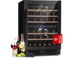Klarstein Vrijstaande Wijnkoelkast 2 Zones, Kleine Drankenkoelkast, Kleine Wijnkast, Kleine Wijnkoelkast Met Glazen Deur, Outdoor Flessenkoelkast, Wine Fridge 5-20°C, 51 Flessen - Wijnklimaatkast - 47 cm - voor Bar - voor Champagne