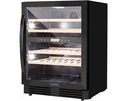 Klarstein Wijnkoeler Inbouw , Drankenkoeler met 2 Zones, Kleine Wijnkast 129L, Kleine Wijnkoeler met Glazen Deur, Flessenkoeler voor Binnen/Buiten, Wijnkoelkast voor 43 Flessen - 60 cm - Touch Vrijstaand - Wit - Wijnklimaatkast