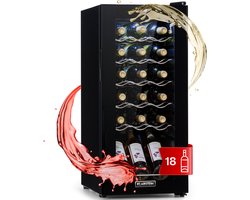 Klarstein Wijnkoeler, Kleine Drankkoeler Met 1 Zone, Kleine Wijnkast 50 Liter, Kleine Wijnkoeler Met Glazen Deur, Flessenkoeler Voor Binnen En Buiten, Wijnkoelkast 5-18 °C, 18 Flessen