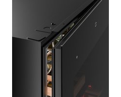 Klarstein Wijnkoeler Velaire wijnkoelkast met twee zones - 36 flessen, inbouw, 5-22 °C, touchbediening, led, uv-glas, 41 dB, minimalistisch design - voor Bar - Houten Schappen - voor Champagne - voor Keuken - Wijnklimaatkast - Wijnkast